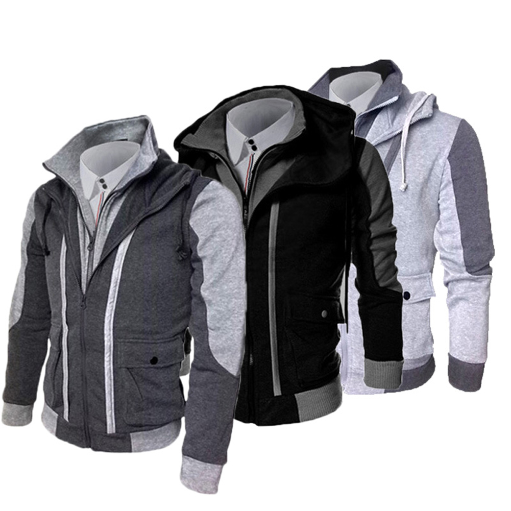 Wholesale- op Fashion 2017 New Brand Men Hooded College Jackets Slim Fit Mens Designer Clothes Casual Jacket Jaquetas Masculina