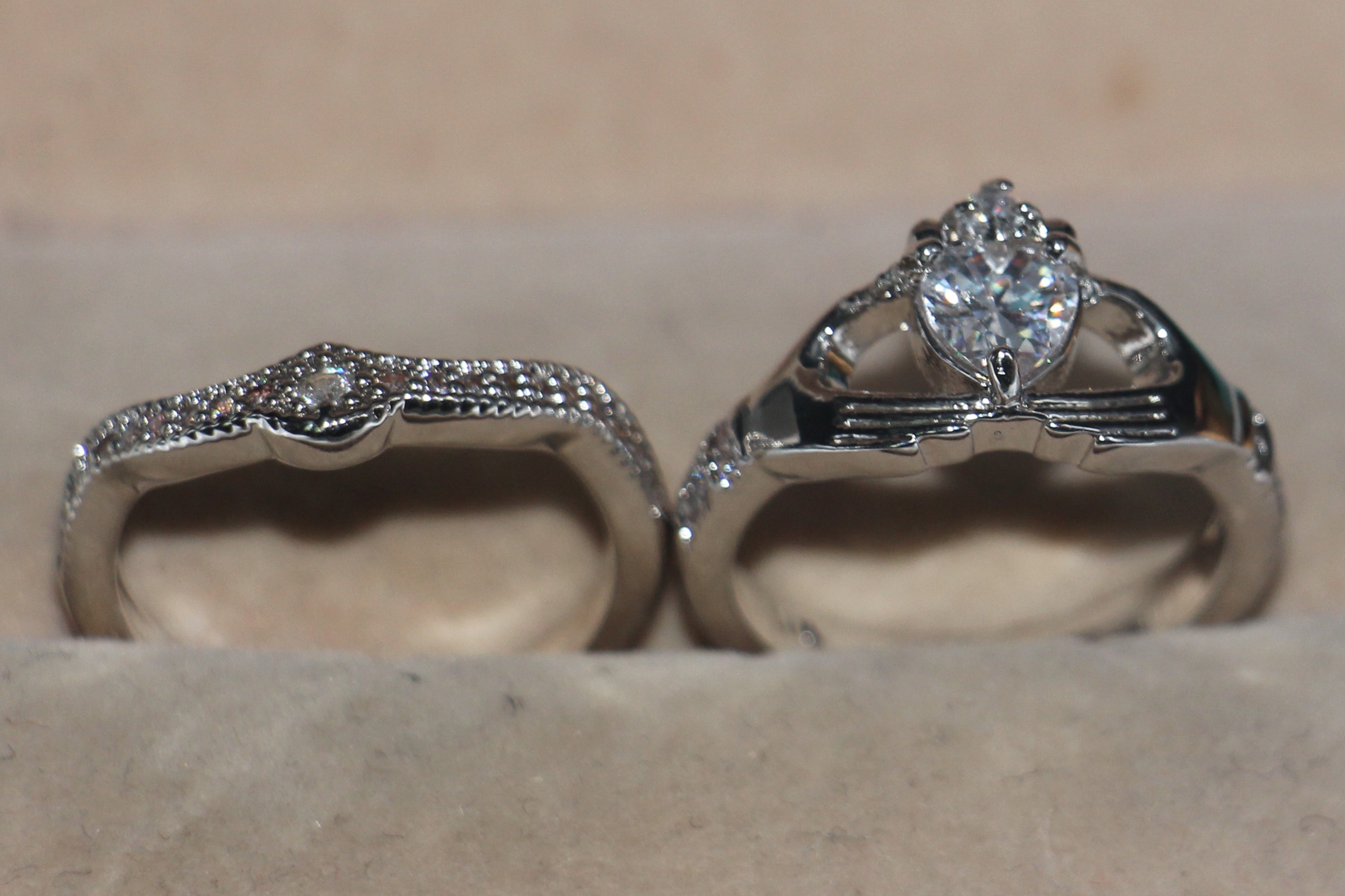 Size 5-11 Wholesale Big Promotion Claddagh Fashion Jewerly 10KT White Gold Filled Topaz CZ Diamond Gemstones Wedding Women Bridal Ring Set