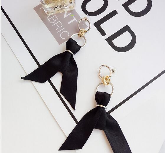 New wild ribbons long temperament earrings sweet and lovely female personality simple earrings pearl earrings