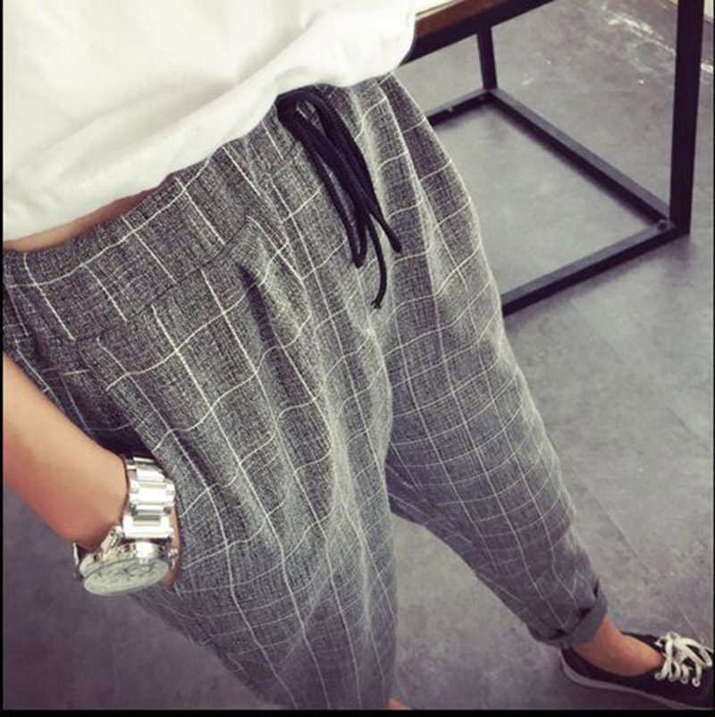 Wholesale- Striped Elastic waist Cotton Loose Women Wide Leg Pants Summer New Casual Brand Pants High quality Plus size Girl Harem Trousers