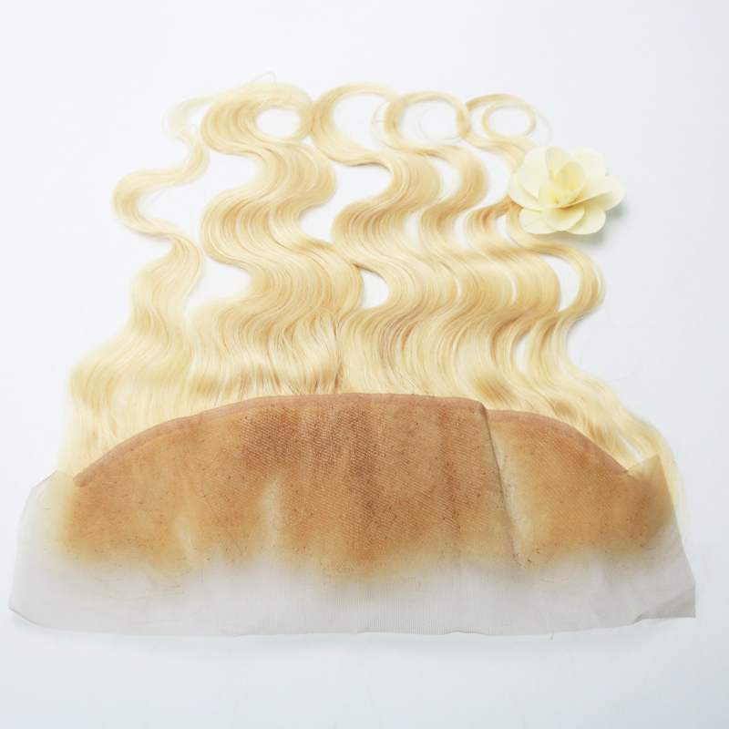 Hot Sell 613 Full Blonde Brazilian Remy Human Hair Lace Frontal Closure Free Part Body Wave 13x4 Bleached Knots Baby Hair