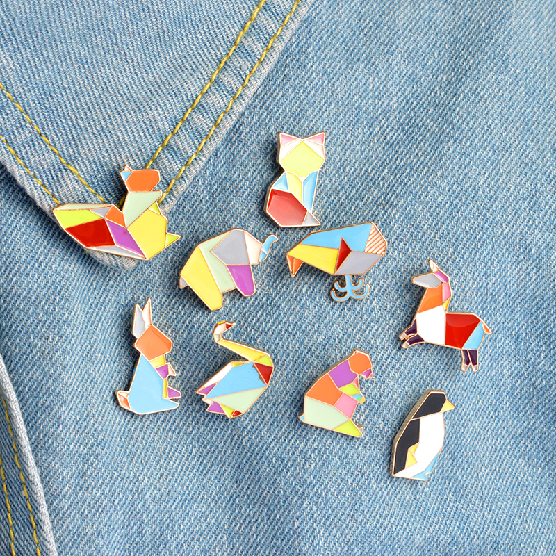 Origami Animal Lapel Pin Enamel Pins Elephant Rabbit Bunny Bear Squirrel Whale Pony Penguin Fox Design
Origami Animal Lapel Pin Enamel Pins Elephant Rabbit Bunny Bear Squirrel Whale Pony Penguin Fox Design