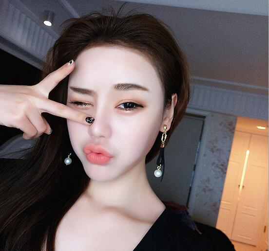 New wild ribbons long temperament earrings sweet and lovely female personality simple earrings pearl earrings