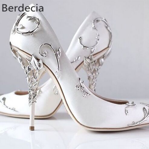 Ornamental Filigree Leaves Spiralling Naturally Up Heel White Women Wedding Shoes Chic Satin Stiletto Heels Eden Pumps Bridal, Blue
Ornamental Filigree Leaves Spiralling Naturally Up Heel White Women Wedding Shoes Chic Satin Stiletto Heels Eden Pumps Bridal, Blue