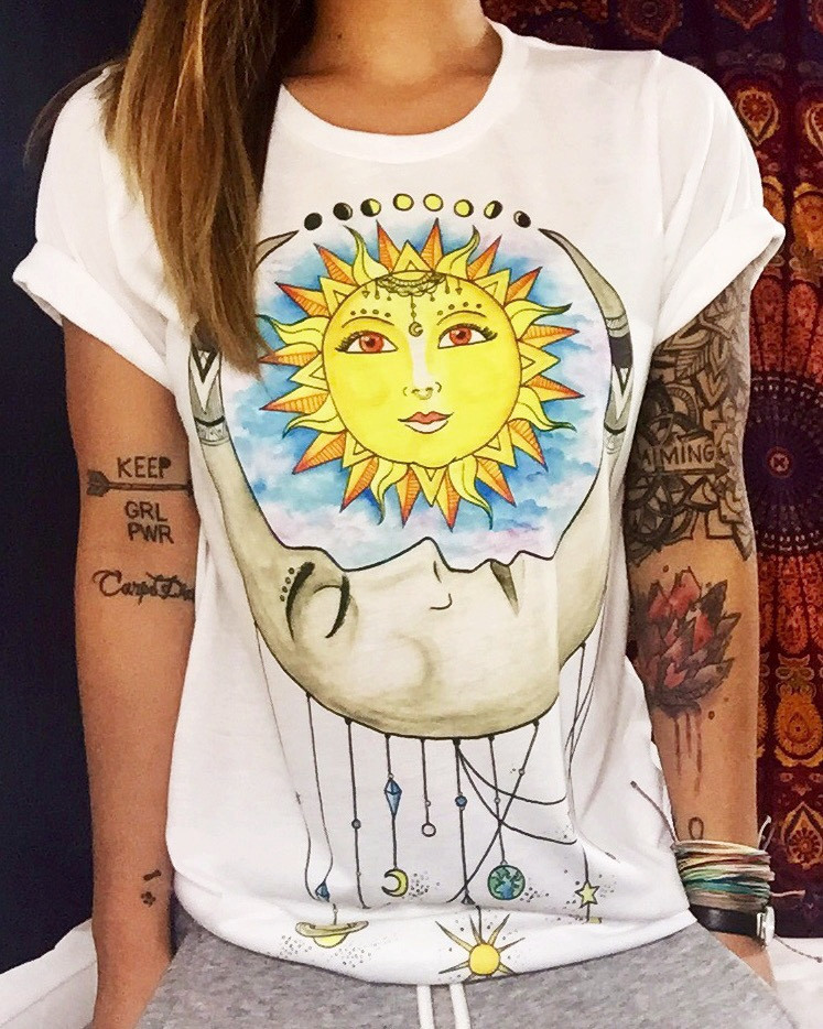 Wholesale-New Vibe With Me Print Punk Rock Fashion Graphic Tees European T shirt Summer Women Designer Clothing Free shipping