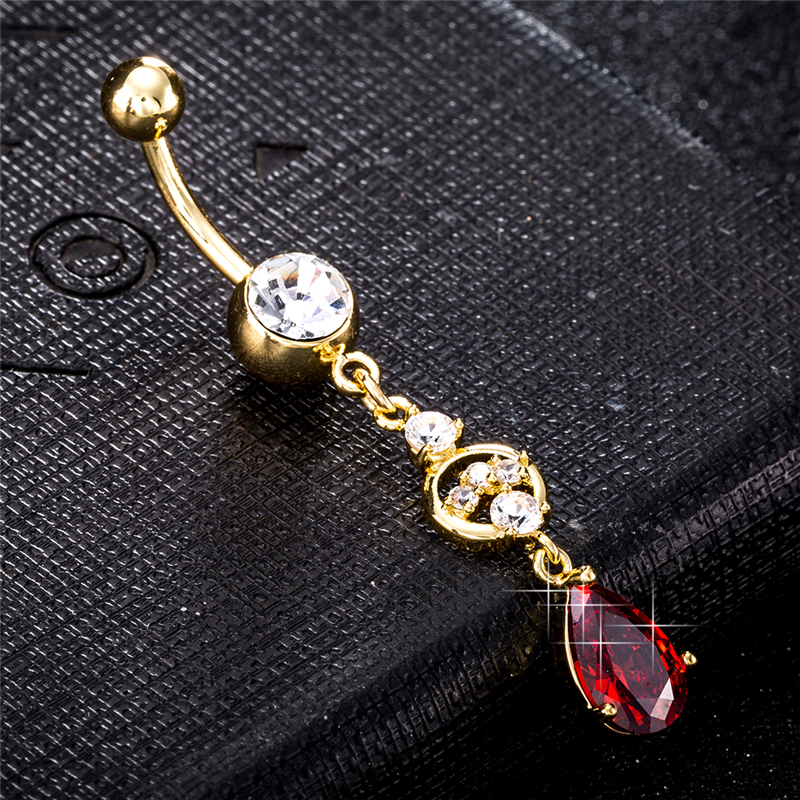 18K Yellow Gold Plated Women Piercing Body Jewelry Belly Button Navel Rings Body Piercing Jewelry Dangle Accessories