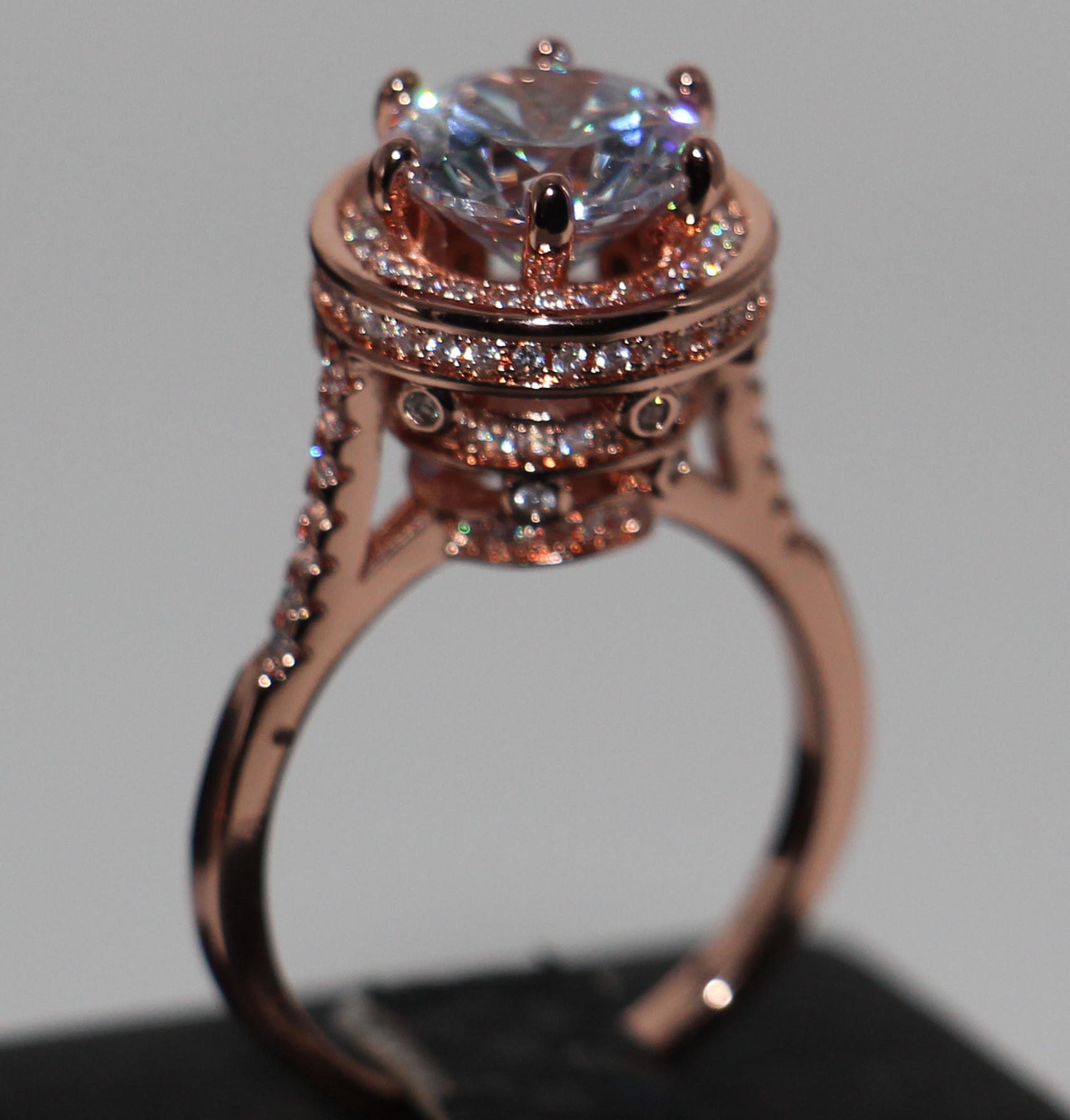 Victroria Wieck Handmade Fashion Jewelry 925 Sterling Silver Rose Gold Plated Dove egg Topaz Round Cut Gemstones Women Wedding Band Ring