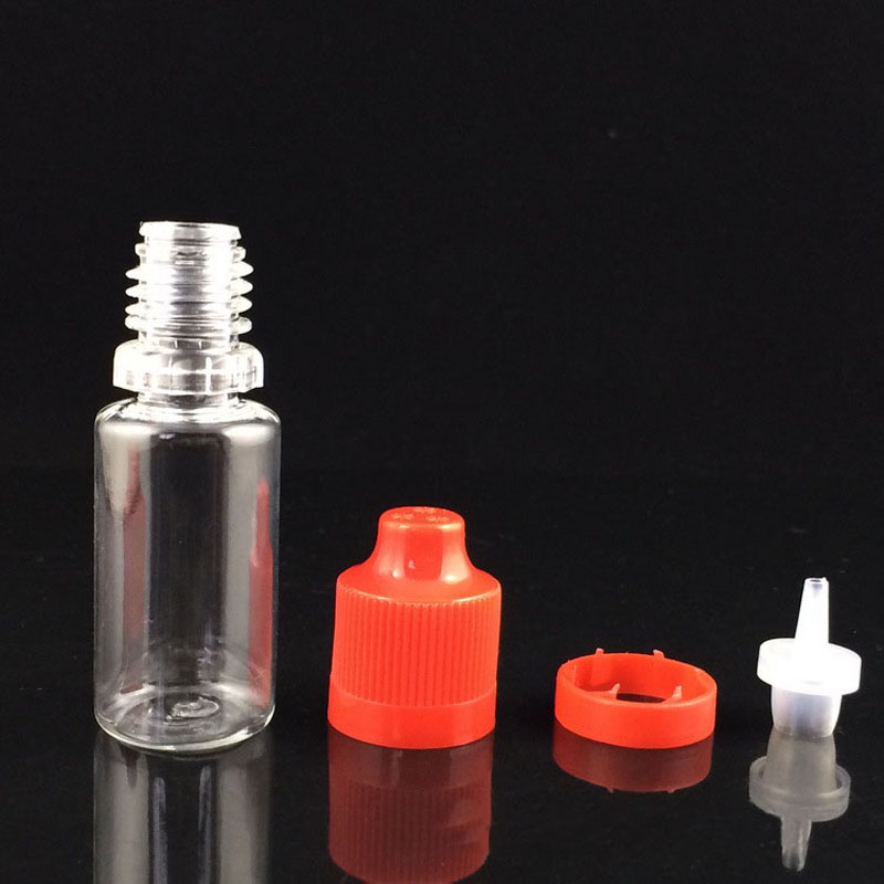 Wholesale- 50pcs PEt Clear 1ml Bottles E Juice Dropper Bottle 10ml mini Plastic PET Ejuice Bottle With Needle Tip and Childproof Tamper Cap