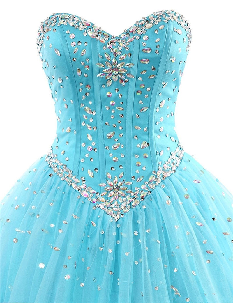 2021 Sexy Tulle Ball Gown Quinceanera Dresses with Beaded Crystals Sweet 16 Gowns Lace Up Floor Length Vestido De Festa BM77
