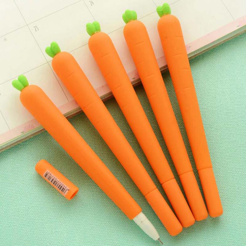 10pcs/lot Cute Fresh Carrot Shape Gel Ink Pen Promotional Gift Stationery School Office Supply Birthday Gift for Kid Children Papelaria