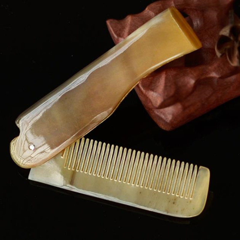 Foldable Horn comb Portable Folding Comb Anti-Static Hairbrush Handmade Natural Ox Horn Combs Styling Tools F2017688