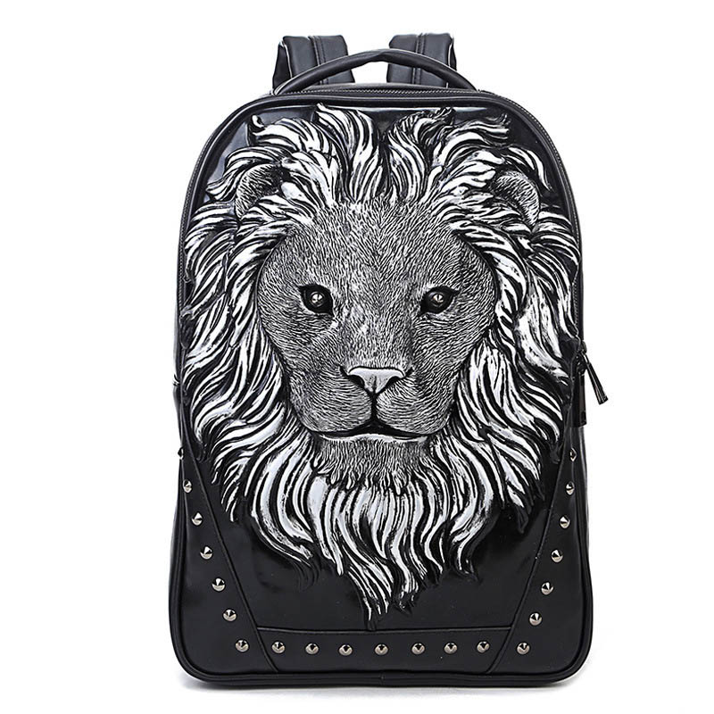 2017 New fashion 3D Lion head pattern man women backpack travel school personality bag computer laptop, Silver white
2017 New fashion 3D Lion head pattern man women backpack travel school personality bag computer laptop, Silver white
