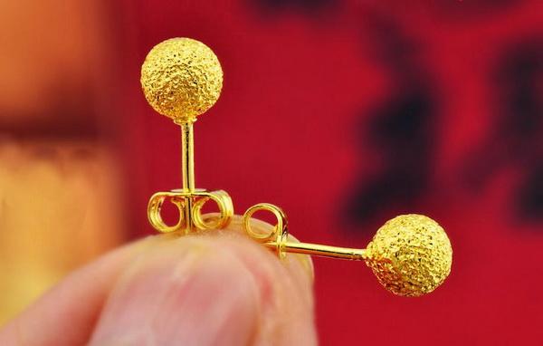 whole fine 24k gold plated slippy bead transfer stud earring womenDangle stud earring earrings bride earring Women shippi314e92889