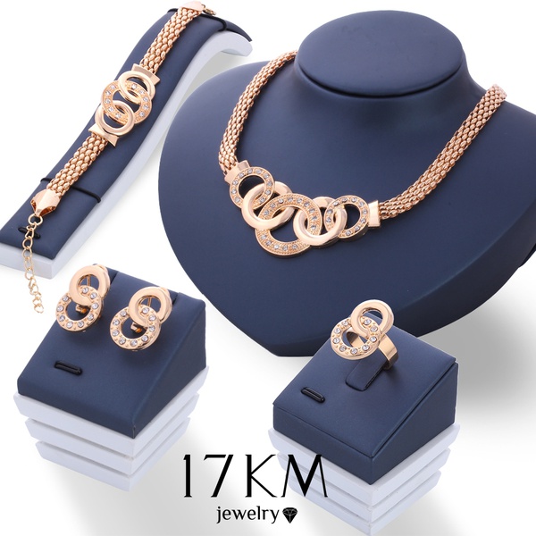 Fashion Luxury Crystal Handcuffs Necklace Earring Bracelet Ring Set Metal Gold Plated Rhinestone Unique Eight Circle Cross Jewelry, Golden
Fashion Luxury Crystal Handcuffs Necklace Earring Bracelet Ring Set Metal Gold Plated Rhinestone Unique Eight Circle Cross Jewelry, Golden