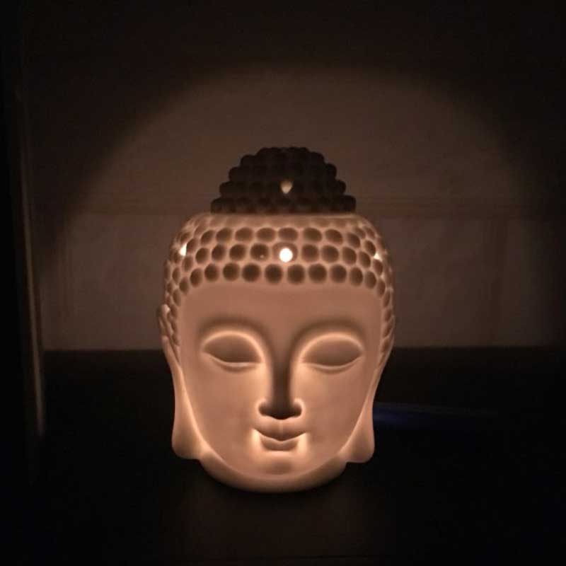 Wholesale- Ceramic oil burner, Buddha head oil station, black and whiteTemple / Home
