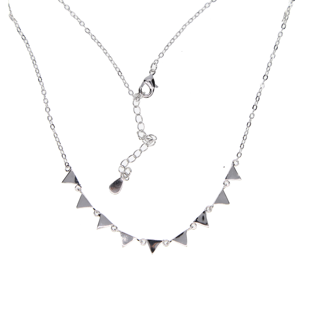 wholesale gold plated jewelry triangle charm 415cm simple delicate chain women geometric fashion necklace
