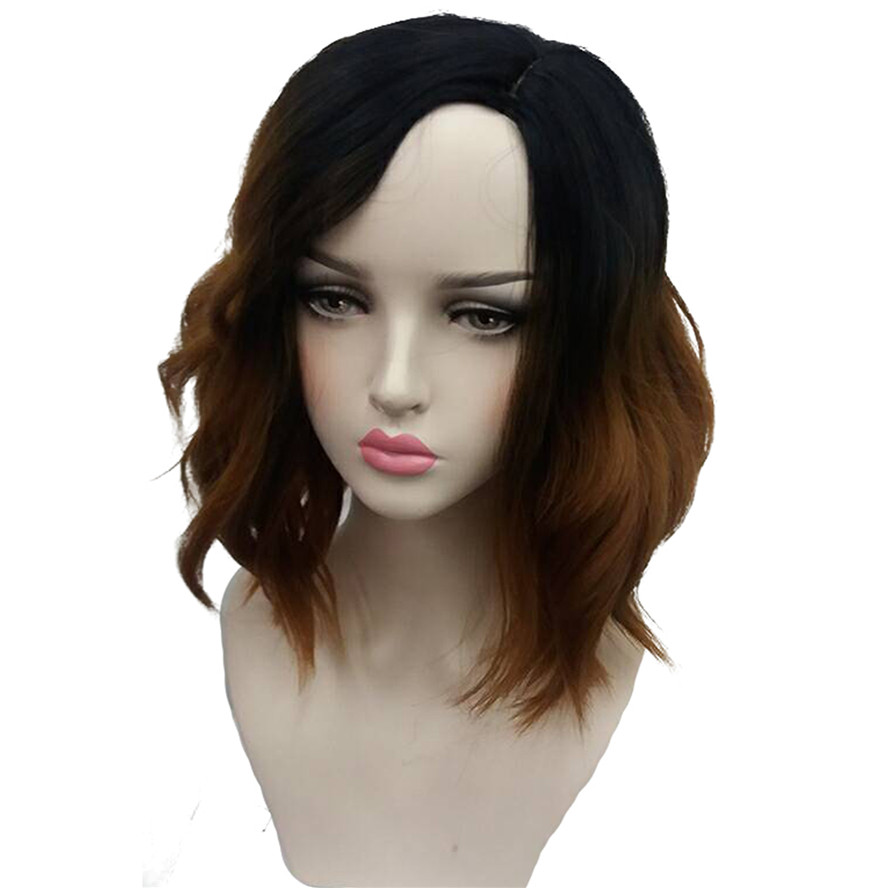 Medium Curly Beauty wig for women Formal Hairstyles For Medium Hair Synthetic Curly Ombre Full Wigs