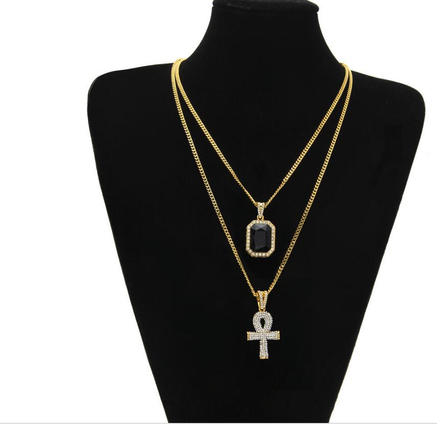 2018 NEW hip gem water drill key 2 necklace set sweater chain