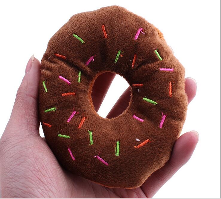 Sightly Lovely Pet Dog Puppy Cat Squeaker Quack Sound Toy Chew Donut Play Toys