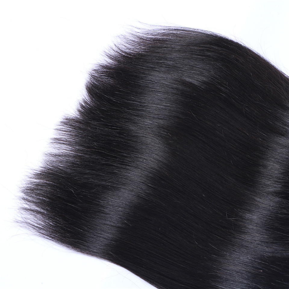 4 Bundles Malaysain Straight Hair Weaves Full Head 100% Unprocessed Virgin Remy Human Hair Weaves Extensions Natural Black Color