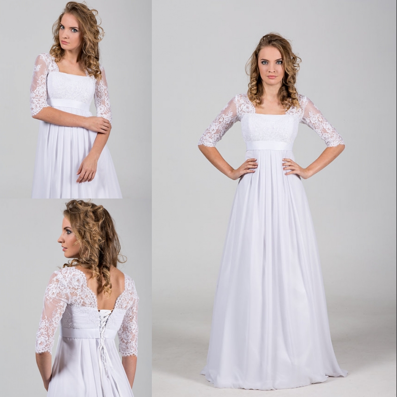 Boho Vintage Chiffon Beach Wedding Dress with Lace Corset Illusion Half Sleeves Satin Belt Bohemian Ruffle Lace-up Bridal Gowns