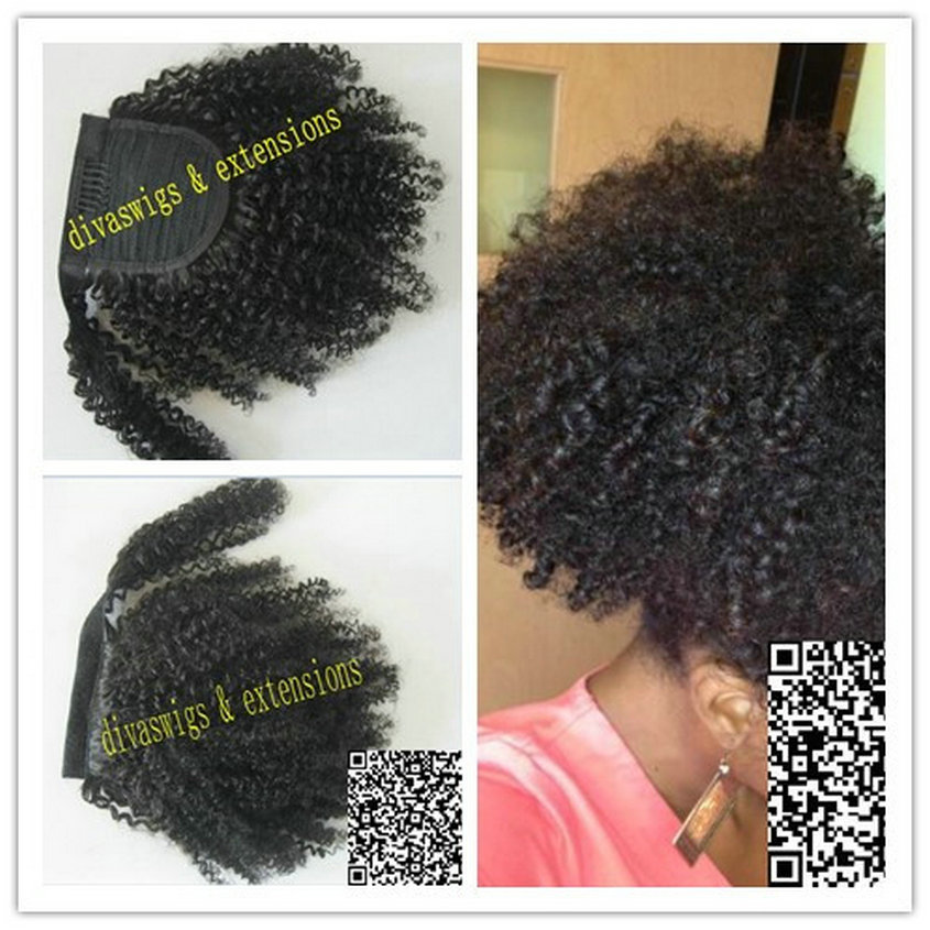New Style Human Hair Kinky Ponytails Hairpieces For American Black Women afro Curly Ponytail Drawstring Clip On Pony Tail Colors Available