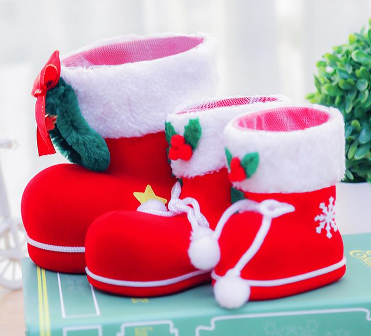 Christmas Gift Bag Elf Spirit Candy Boot Shoes Stocking Holders XMAS Party Decoration drawstring Filler Bags Pen Holder holiday favor S M L
