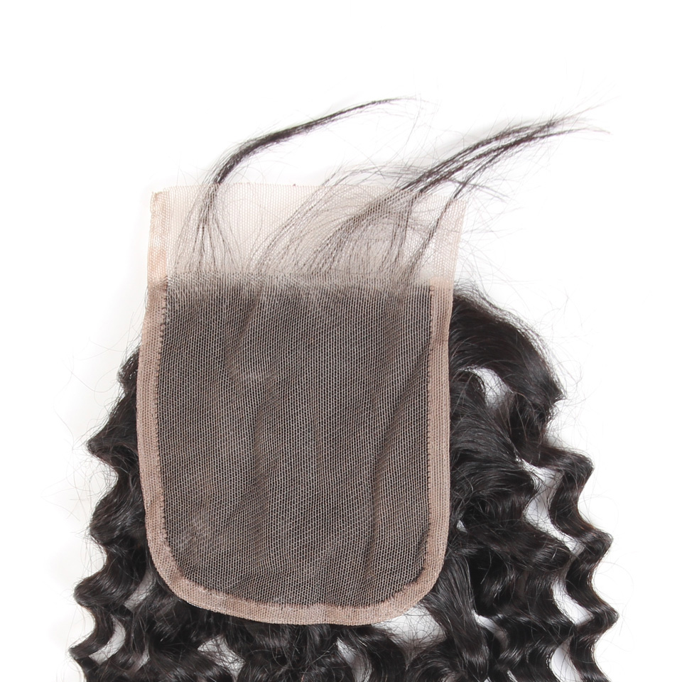 Free shipping Brazilian Virgin Jerry Curly 4x4 Lace Closure Pre-Plucked With Baby Hair