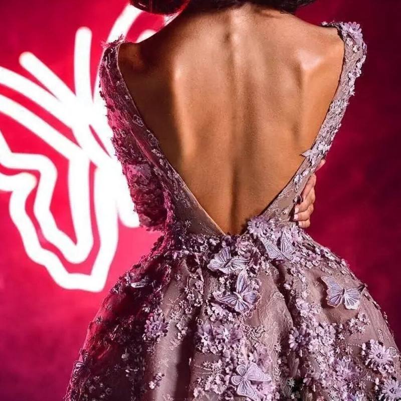 Stylih 3D Appliqued Lace Prom Dree Ateau Neck Ackle Evening Gown Sleeve A E Vetido De Fieta Tea Length Eaded Formal Dre