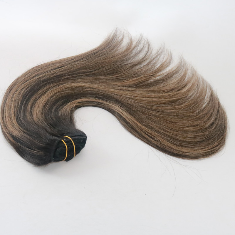 Balayage Color T1B/6 Best Selling Virgin Hair Straight Human Hair Clip in Hair Extension 100G Per Bundle