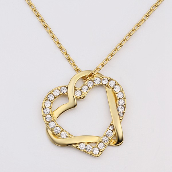Free shipping Heart white crystal 18K gold Necklaces for women,Brand new yellow gold gem pendant Necklaces include chains SGN586