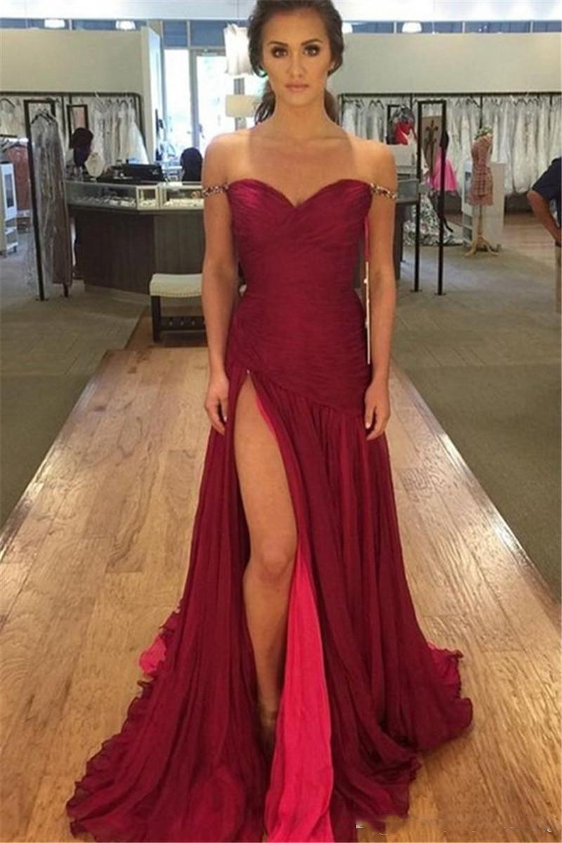 Sexy Abiti Da Cerimonia Da Sera 2017 Sexy High Split Burgundy Prom Dresses Chiffon Evening Dresses with Spaghetti Straps, Hunter green
Sexy Abiti Da Cerimonia Da Sera 2017 Sexy High Split Burgundy Prom Dresses Chiffon Evening Dresses with Spaghetti Straps, Hunter green