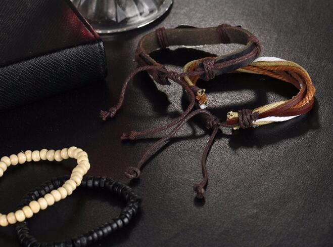 Multilayer bracelet Punk Turkish Wing Bracelets for Women Men Beads Wristband Cuff Leather Bracelet Ethnic Vintage Jewelry Bijouterie