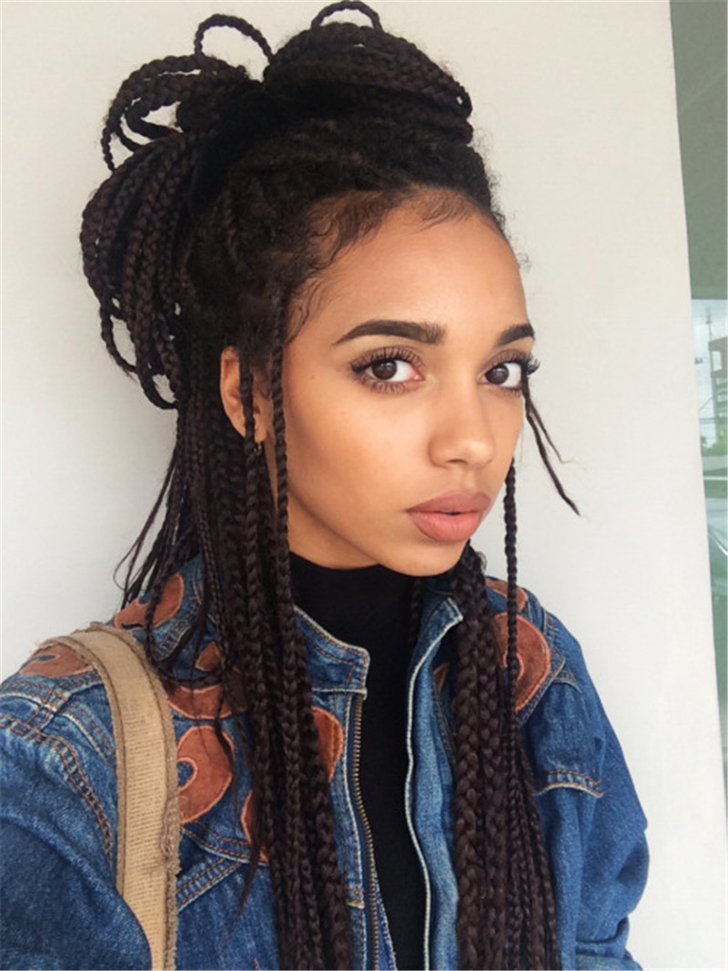 Epacket to brazil BOLETO brazilian hair wigs braided lace front wigs 22" 3x box braids crochet braids black synthetic wigs for black women
Epacket to brazil BOLETO brazilian hair wigs braided lace front wigs 22" 3x box braids crochet braids black synthetic wigs for black women