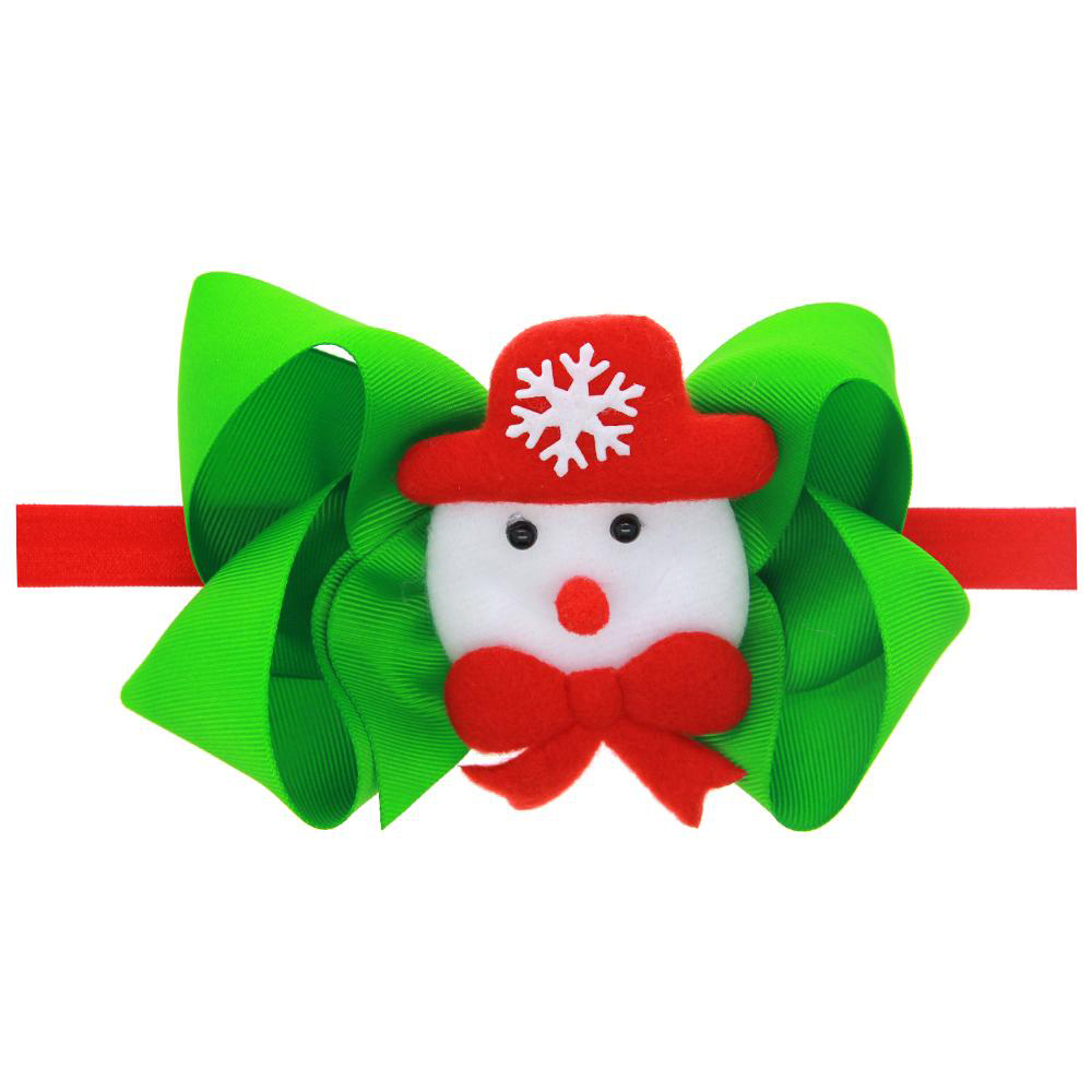 Baby Headbands Bow Girls Christmas Boutique Hair Accessories Kids Flower Elastic Headband Children Snowman Ribbon Bow Hairbands