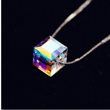 925 Sterling Silver Aurora of Sugar Austrian Crystal Necklace Accessories Pendant Chocker Spring, Summer, Clavicle, Short Chain Free Shippin