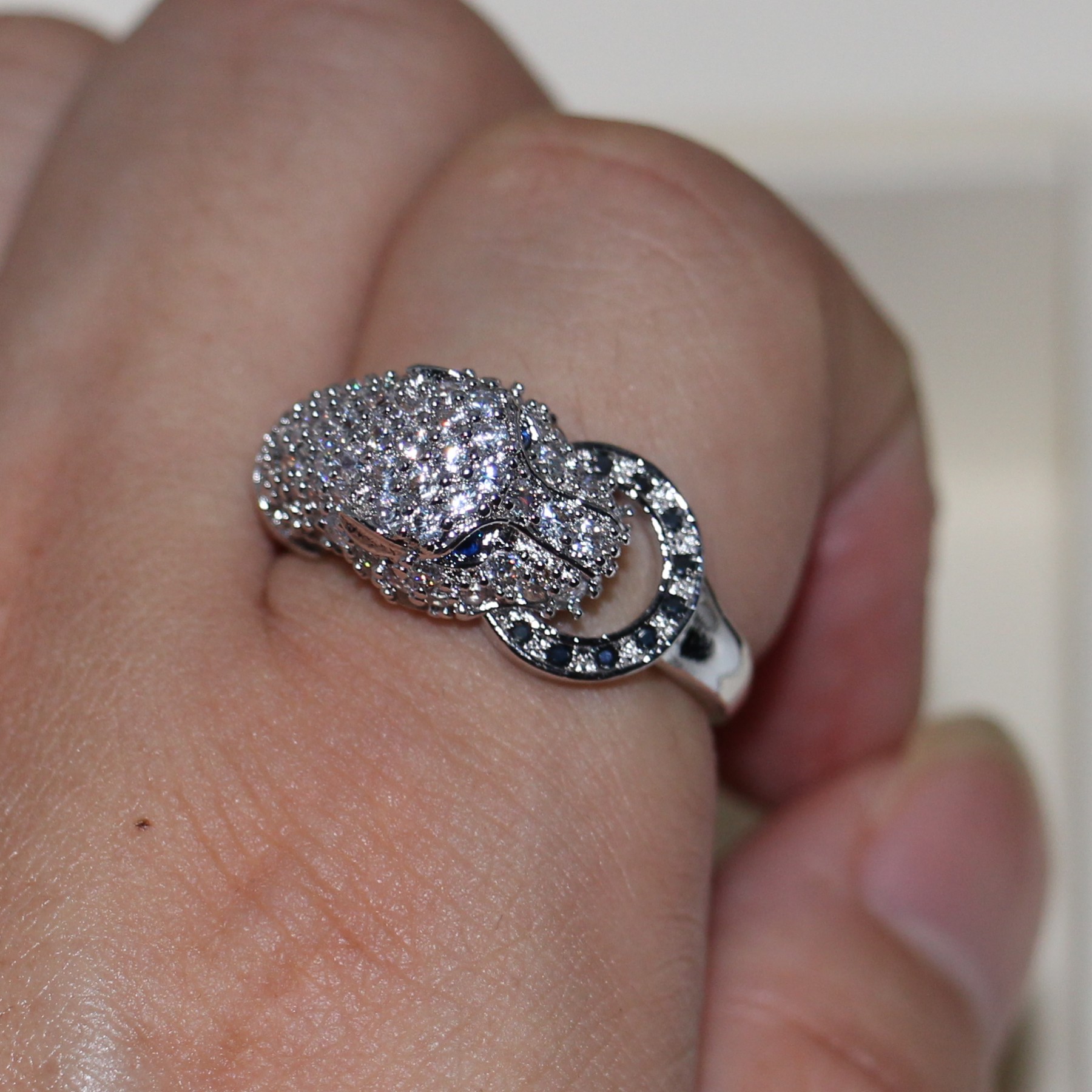 Victoria Wieck Handmade Wholesale Luxury Jewelry 925 Sterling Silver Blue Sapphire CZ Diamond Party Brand Women Wedding Leopard Ring Size6-9