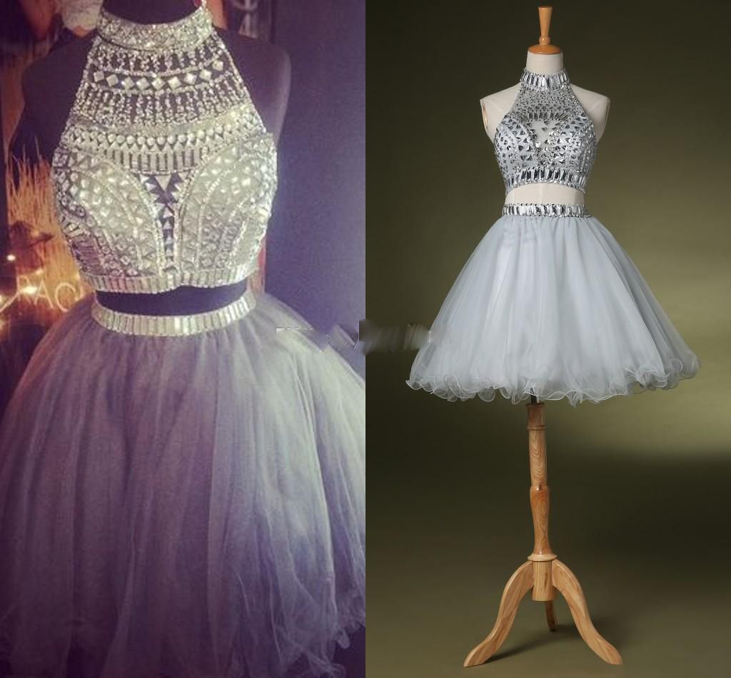 Shiny Short Sexy Little Fashion Cocktail Dresses Crystals Beaded Pleats Mini Tulle Special Occasion Party Gowns Custom Made Cocktail Dress