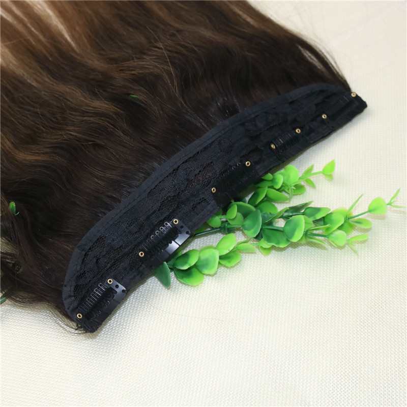 One Piece Clip In Human Hair Extensions 5Clips Per Piece Brazilian Virgin Hair Highlight Ombre Medium Brown Balayage 2/8