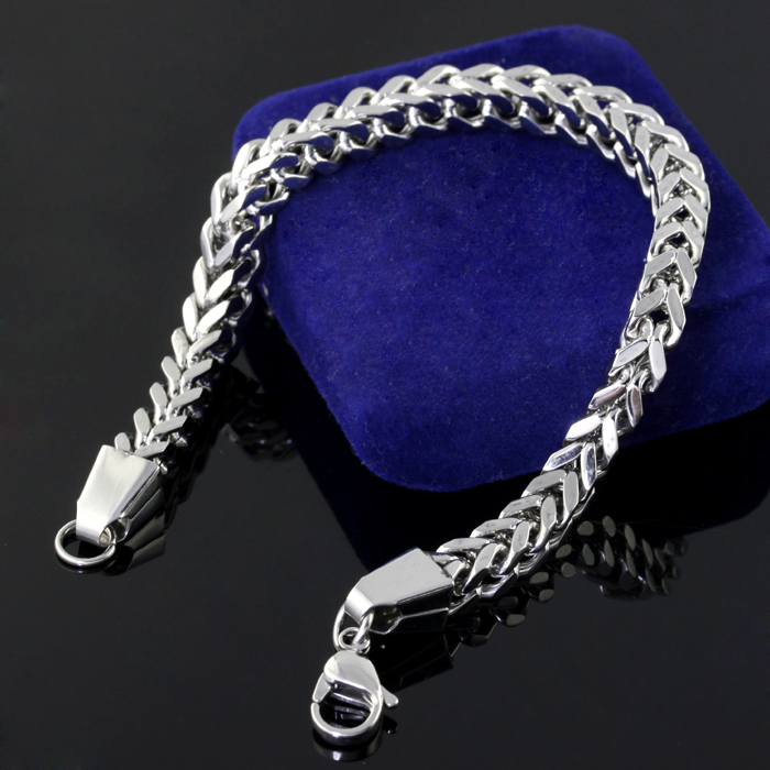 2017 Hot selling Jewelry 316L Stainless Steel Fashion Hip-Hop women Mens square figaro Chain bracelet silver/gold/black 6mm 8.66 inches