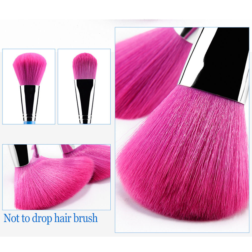 9PCs Professional Makeup Brushes Set Powder Cosmetic Tool Synthetic Bag Blue #R56