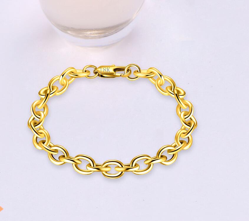 Free shipping Tradition Chain High quality Top Sale 18k gold Noble fashion charm Bracelet Jewelry