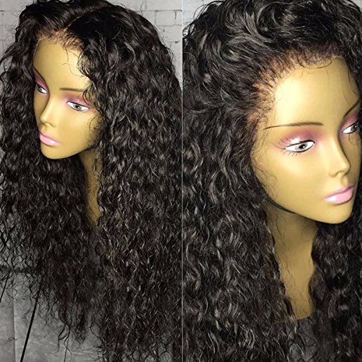360 Lace Frontal water Wave Human Hair Wigs-Glueless 150% Density kinky curly Brazilian Virgin Remy full front Wigs For Black Woman 14inch