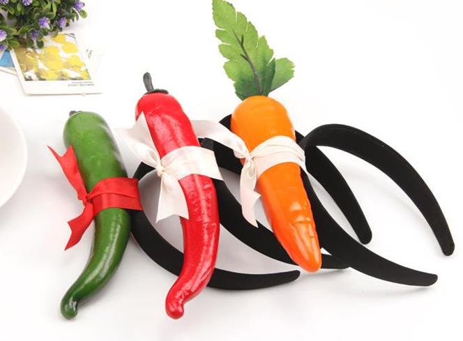 kids funny fruits vegetables headband carrot pepper banana hair sticks children adults birthday headwear cosplay costume performance props