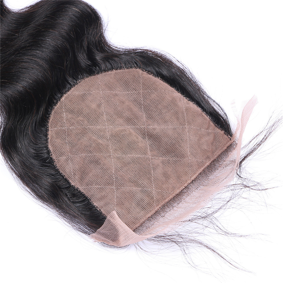 Free shipping Body Wave Silk Base Free Part Remy Human Closure Bleached Knots With Baby Hair Top Closures