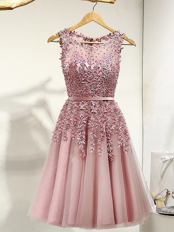robe de soriee New Prom Dress High Quality Scoop Lace Appliques Knee Length 2022 Evening Dresses Party Gowns Vestido Festa Formal
