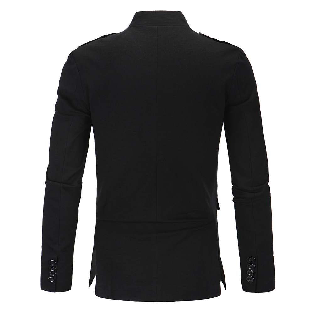 New Arrivals Winter Men Casual Stand Collar Chinese Tunic Suit Blazer Jackets Black Single Breasted Slim Jacket and Coat M-2XL