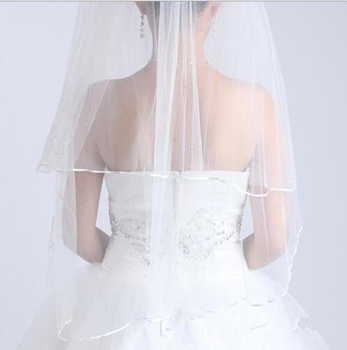 Two-Layer Wedding Veils Real Garden Veils Shoulder-Length With Comb High Quality White Veils for Wedding free shipping HT50