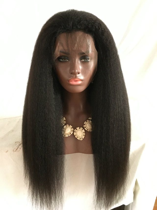 Full Lace Human Hair Wigs Virgin Peruvian Hair Yaki Kinky Straight Lace Front Wigs For Black Women Baby Hair Freeship