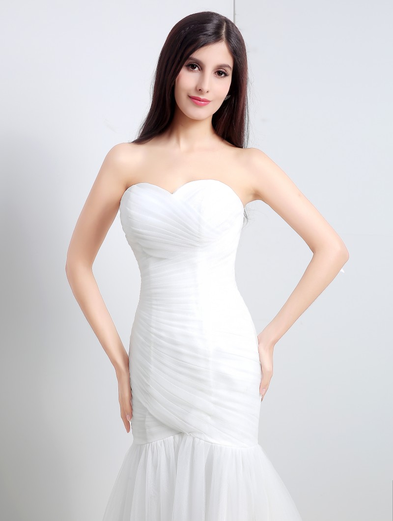 2018 New Elegant White Mermaid Wedding Dresses Tulle Sweetheart Wedding Party Bridal Gowns Stock 6-16 QC329